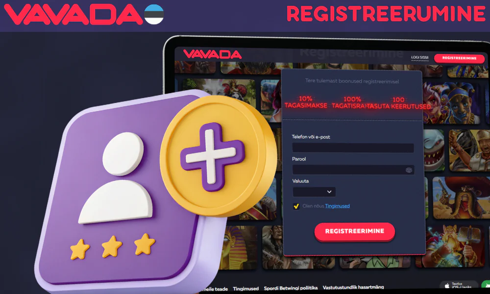 Registreerumine ametlikul veebisaidil Vavada
